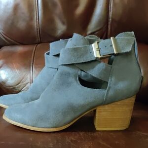 Sole Society Festival Hobo Suede Ankle Booties Light Blue Size 7.5